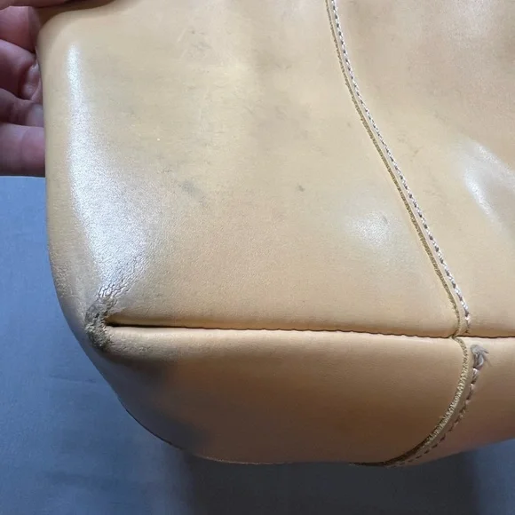 J.Crew Natural Leather Tote Bag Brown Patina Well Loved - Picture 8 of 13